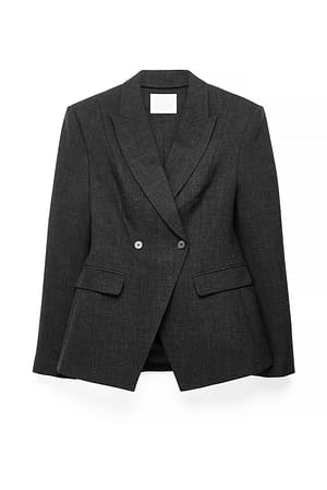 Dark Grey Dobbelspent innsvingt blazer
