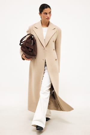 Sand Double Breasted Coat