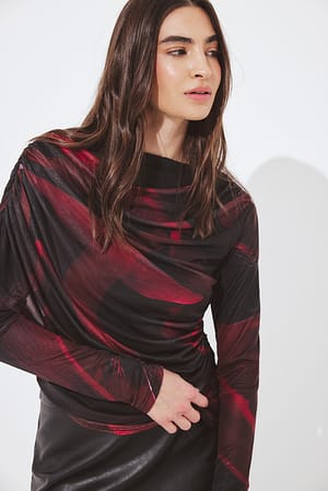 Print Draped Printed Mesh Top