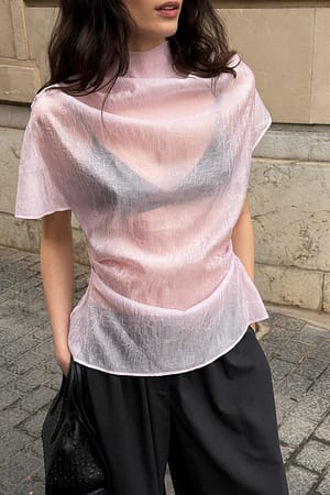 Light Pink Draperet gennemsigtig top