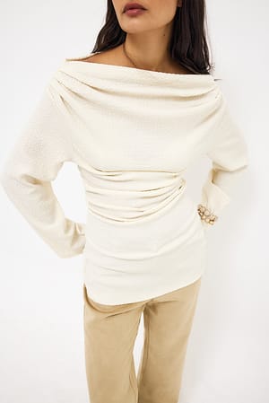 Offwhite Draped Structured Long Sleeve Top