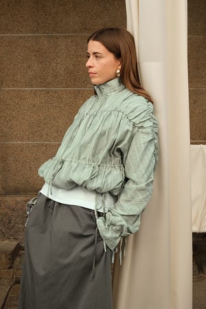 Light Green Drawstring Detail Jacket