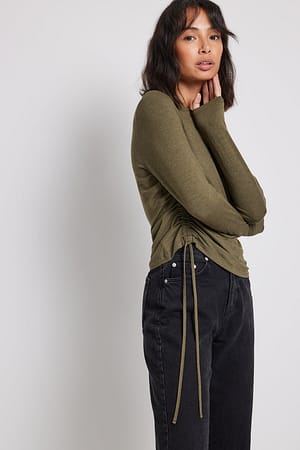 Drawstring Top Green | NA-KD