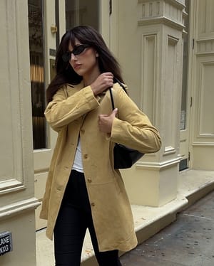 Light Yellow Suede Coat