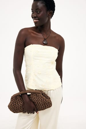 Yellow Bandeau-Top mit Stickerei