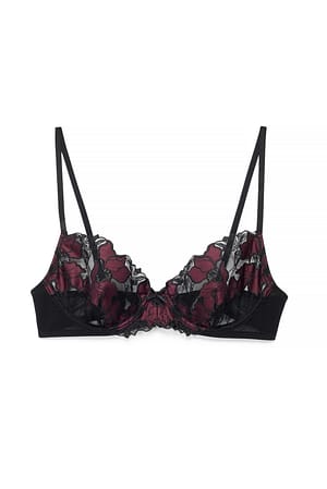 Black Broderad lågt skuren bh