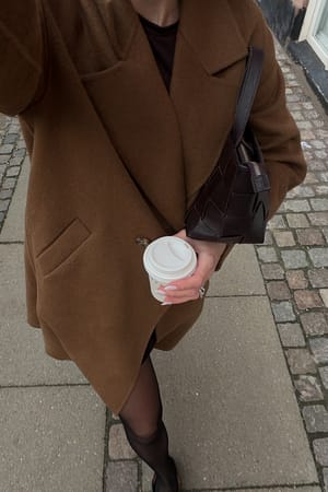 Camel Oversized Wool Blend Sleeve Detail Short Coat