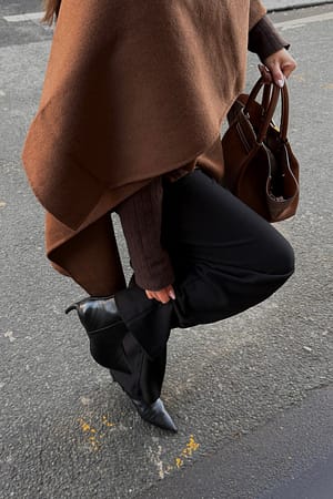 Black Bottines en cuir pointu