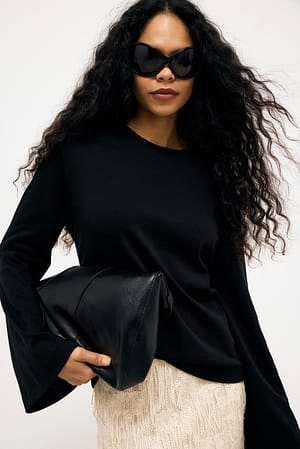 Black Extra Wide Sleeve Top