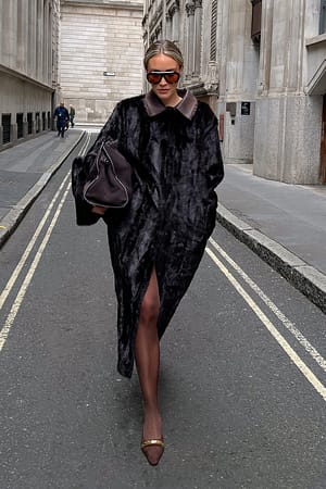 Dark Brown Faux Fur Coat
