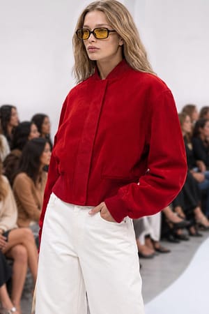 Red Bomberjacke aus Kunst-Wildleder
