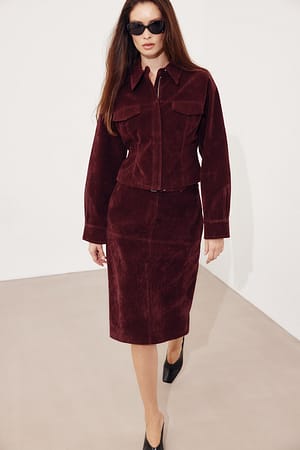 Wine Red Midikjol i konstmocka