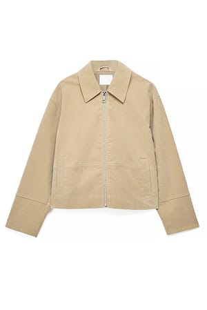 Beige Faux Suede Zip Jacket