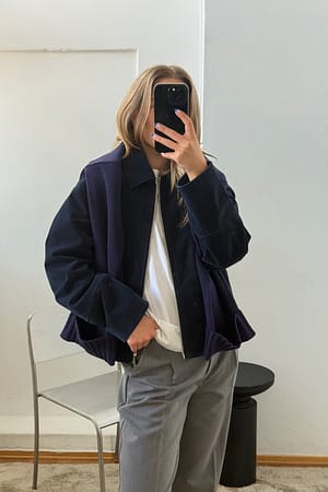 Navy Veste zippée en suédine