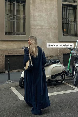 Dark Navy Oversized Corduroy Coat