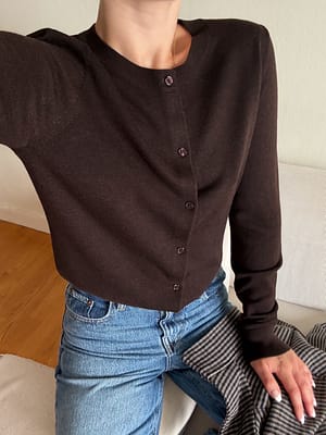 Brown Fine Knitted Cardigan