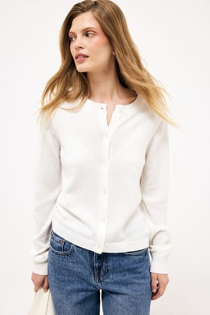 Offwhite Fin Strikket Cardigan