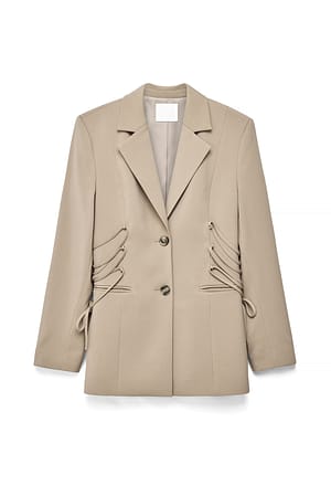 Taupe Blazer mit Schnürdetails