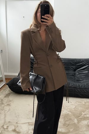 Light Brown Fitted Lacing Blazer