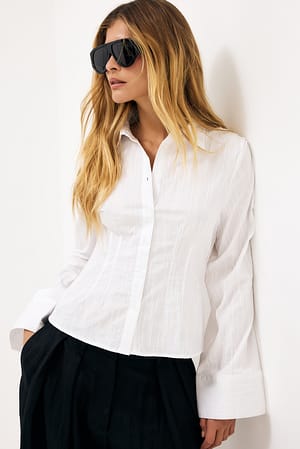 White Fitted Wide Cuff Shirt