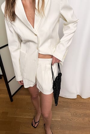 White Flared Mini Shorts