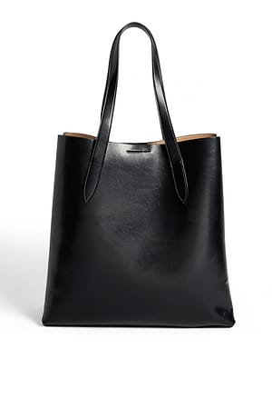 Black Fold Detail Tote Bag