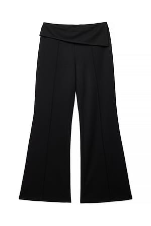 Black Pantalon mi-taille à taille plissée