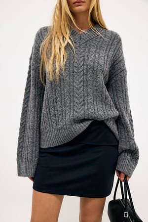 Navy Mini-rok met geplooide taille