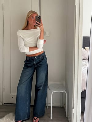 Offwhite Top drapeado de jersey de manga larga