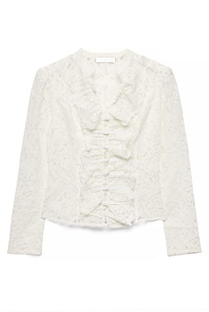 Offwhite Frill Detail Lace Blouse