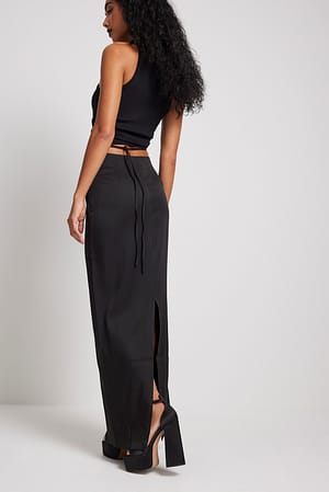 Bobi - Tie Front Maxi Skirt Ink