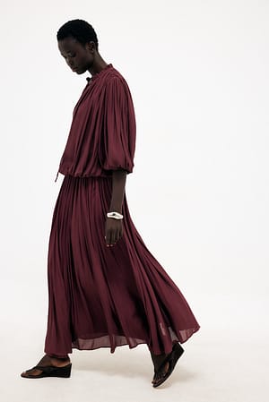 Plum Gathered Volume Maxi Skirt