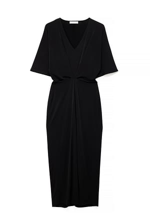 Black Gathering Maxi Dress