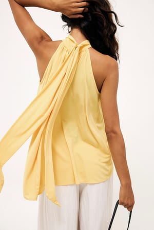 Bright Yellow Halterneck Flowy Tie Top