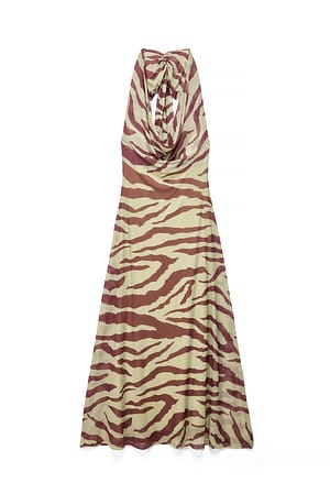 All Over Print Maxikjole med halterneck