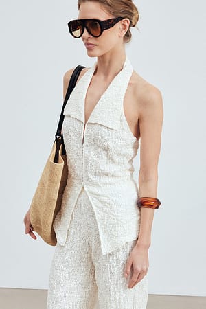 Offwhite Neckholder-Oberteil