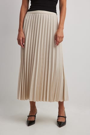 Beige Pleated Midi Skirt main image 1