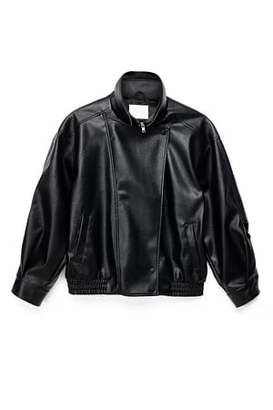 Black Höghalsad PU-jacka