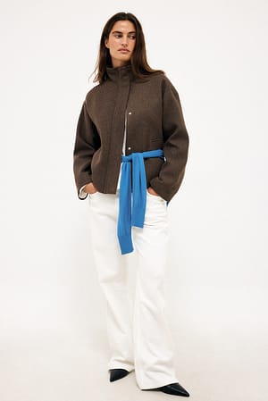 Brown High Neck Jacket