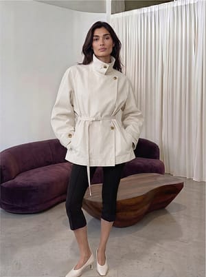 Beige High Neck Trenchcoat