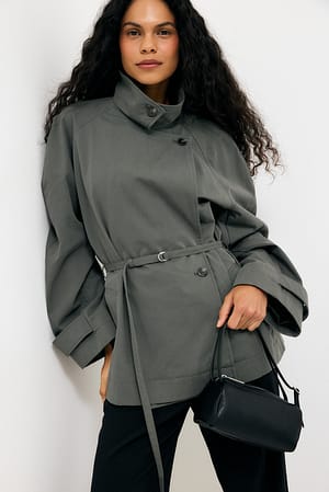 Grey Trench-coat à col montant