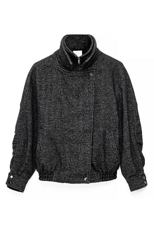 Black/White Jacke mit hohem Kragen aus Wollmischung