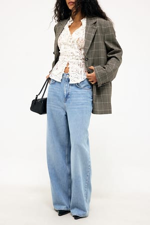 Blue High Waist Baggy Zachte Jeans