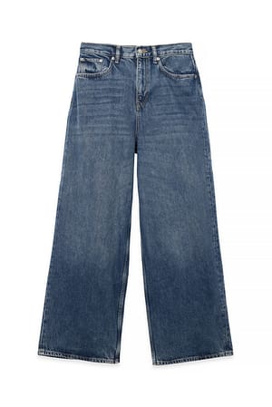 Dark Blue Jean ample taille haute doux