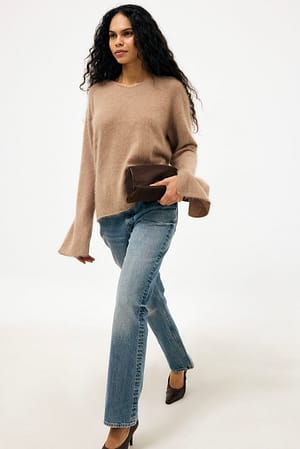 Light Blue Jean évasé taille haute