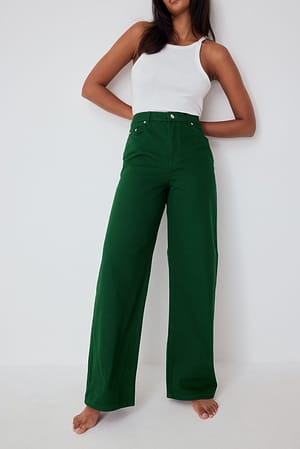 High Waist Long Denim Green | NA-KD