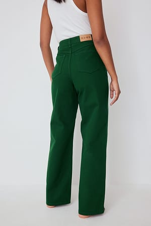 High Waist Long Denim Green | NA-KD