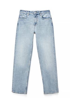Light Blue High Waist Jeans mit geradem Bein