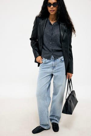 Light Blue High Waist Straight Leg Jeans