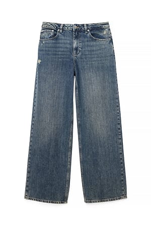 Dark Blue High Waist Wide Soft Jeans